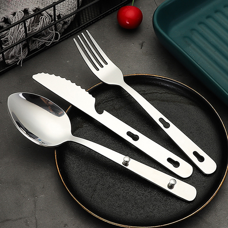 3個/セット ポータブルステンレス製食器 折りたたみナイフ  - Quechua Camping Cooking Set のレビューと価格