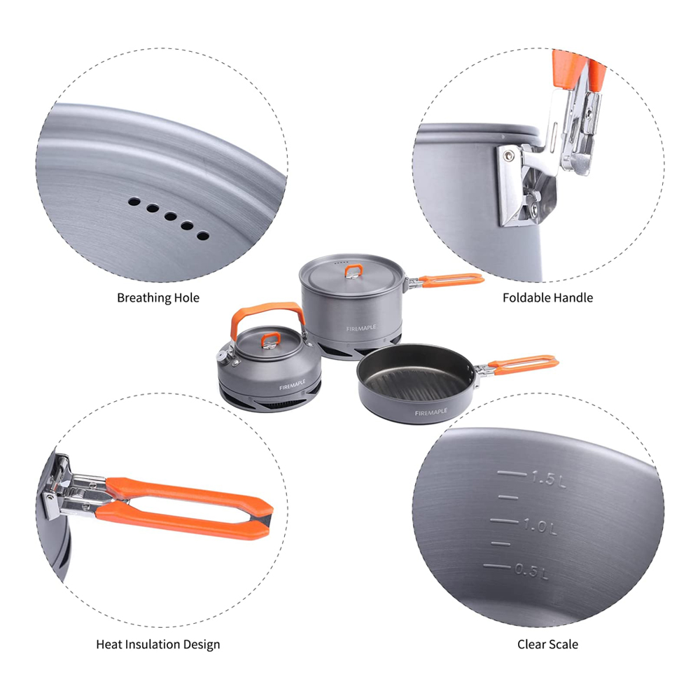 Fire Maple器具ハイキング調理セット熱交換器ポットパ - Quechua Camping Cooking Set のレビューと価格