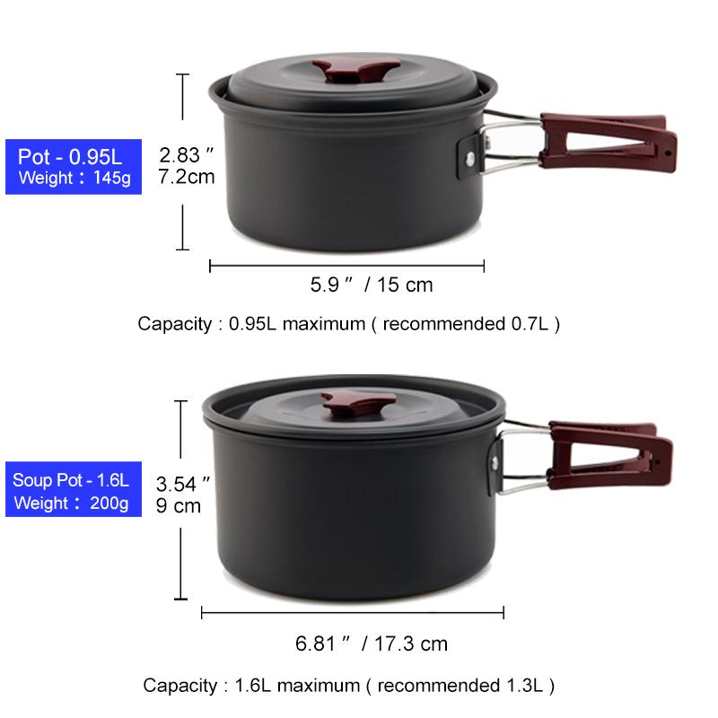 Widesea キャンプ調理器具セットアウトドアポット食器キ - Quechua Camping Cooking Set のレビューと価格