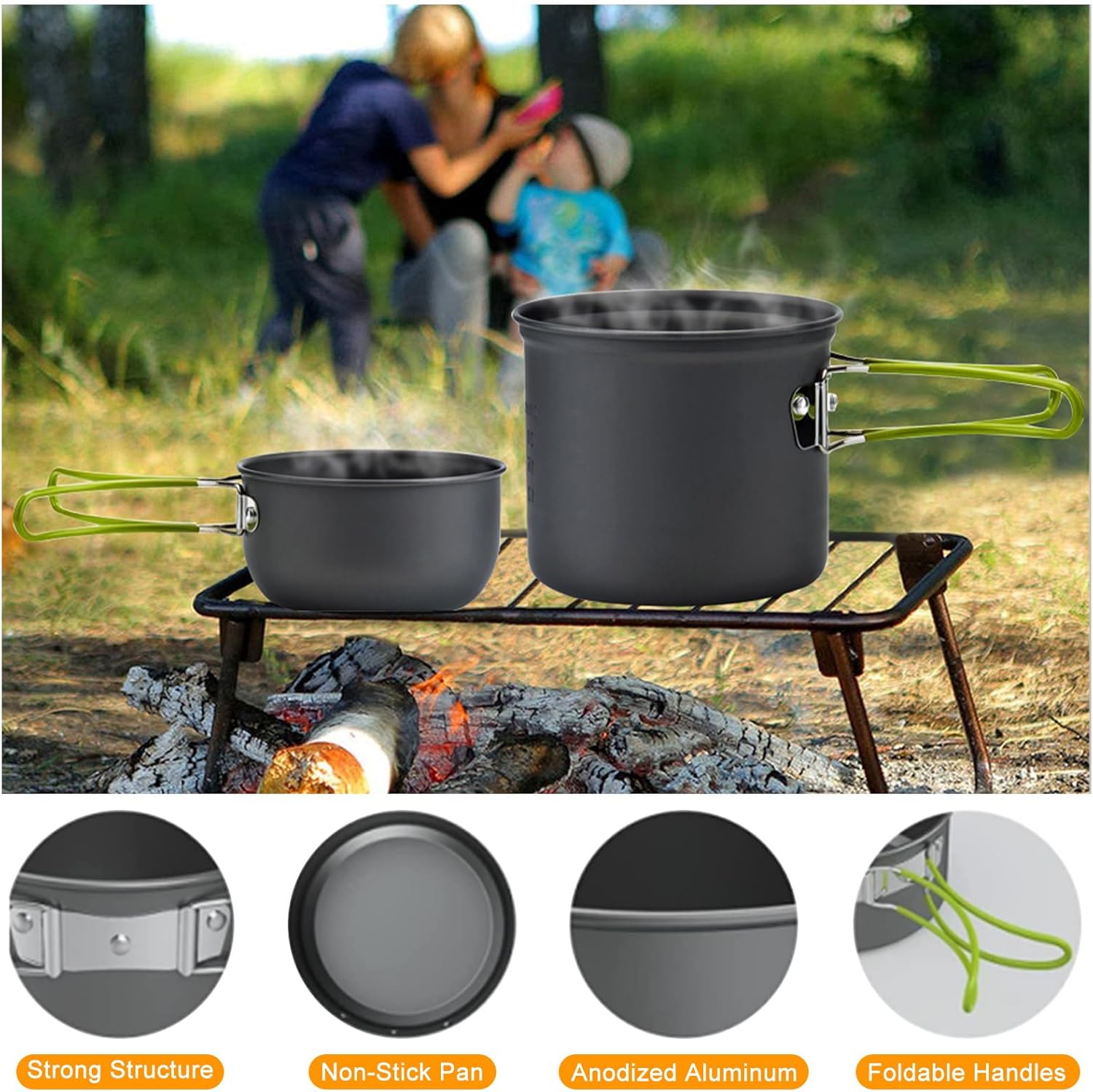 キャンプ用調理器具セット、バックパッキング用鍋、キャンプ用調 - Camping Cooking Mess Kit のレビューと価格