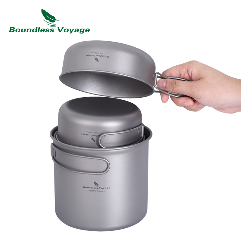 Boundless Voyage チタン製鍋フライパンセット - Camping Cooking Mess Kit のレビューと価格